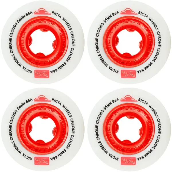 Ruote Skateboard Ricta Chrome Clouds 86A 4-Confezione (54mm - Rosso)