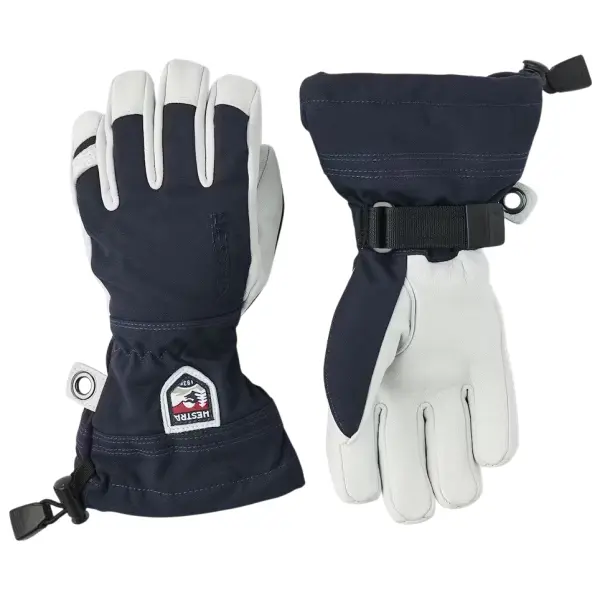 Guanti Hestra Army Leather Heli Ski Sci Bambini (3 - Navy)