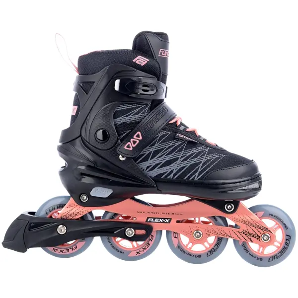FunActiv Flex-X Regolabile Pattini In Linea (Nero/Rosa - 39-42)