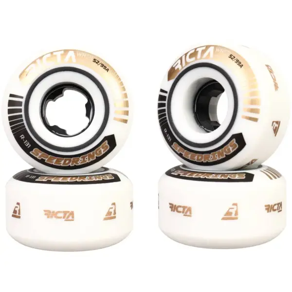Ricta Speedrings 99A Slim Ruedas Skateboard 4-Paquete (52mm - Blanco/Negro/Oro)