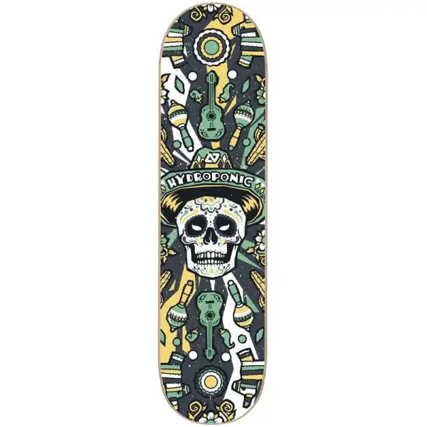 Tabla Skateboard Hydroponic Mexican Skull 2.0 (8.375" - Black)