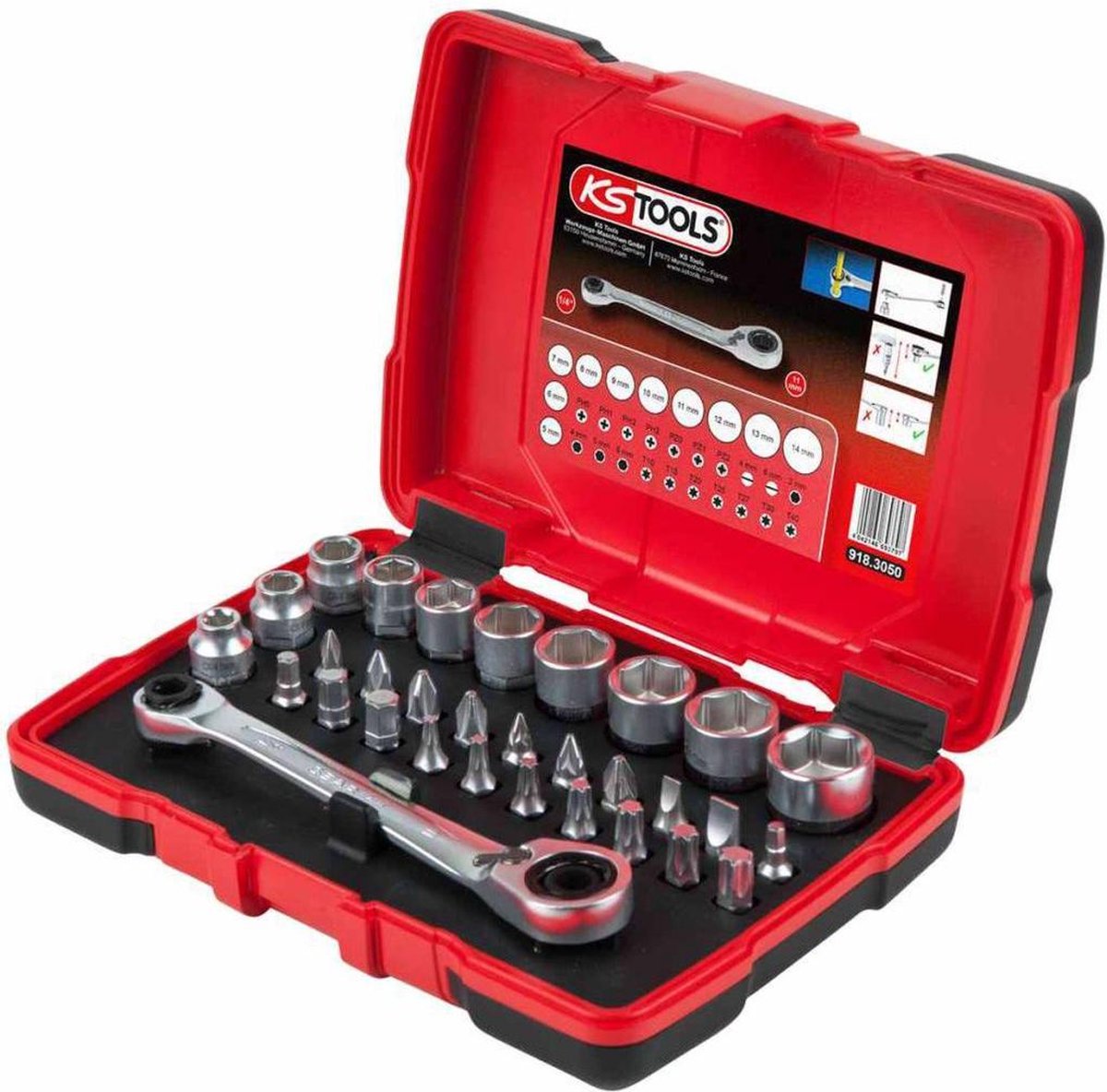 KS Tools 9183050 Kit di chiavi a bussola metrico 1/4 (6.3 mm) 31 parti 918.3050