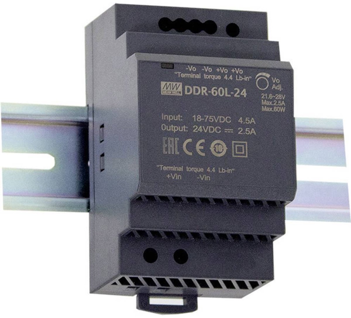 MEAN WELL DDR-60L-5 Convertitore DC/DC per guida DIN 5 V/DC 12 A 60 W Num. uscite:1 x Contenuto 1 pz.