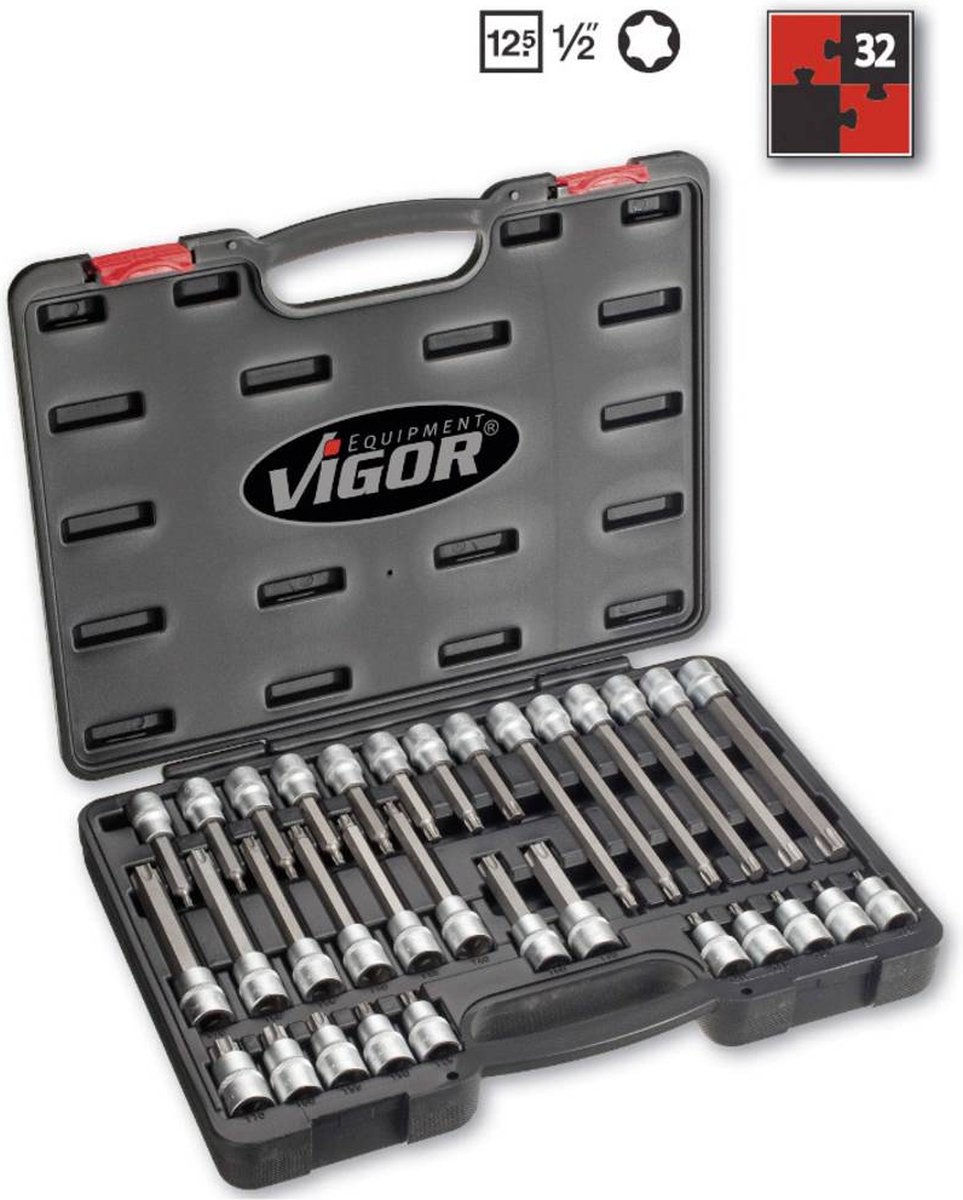 Vigor Kit inserti giravite a bussola 1/2 (12.5 mm) 32 parti V1917