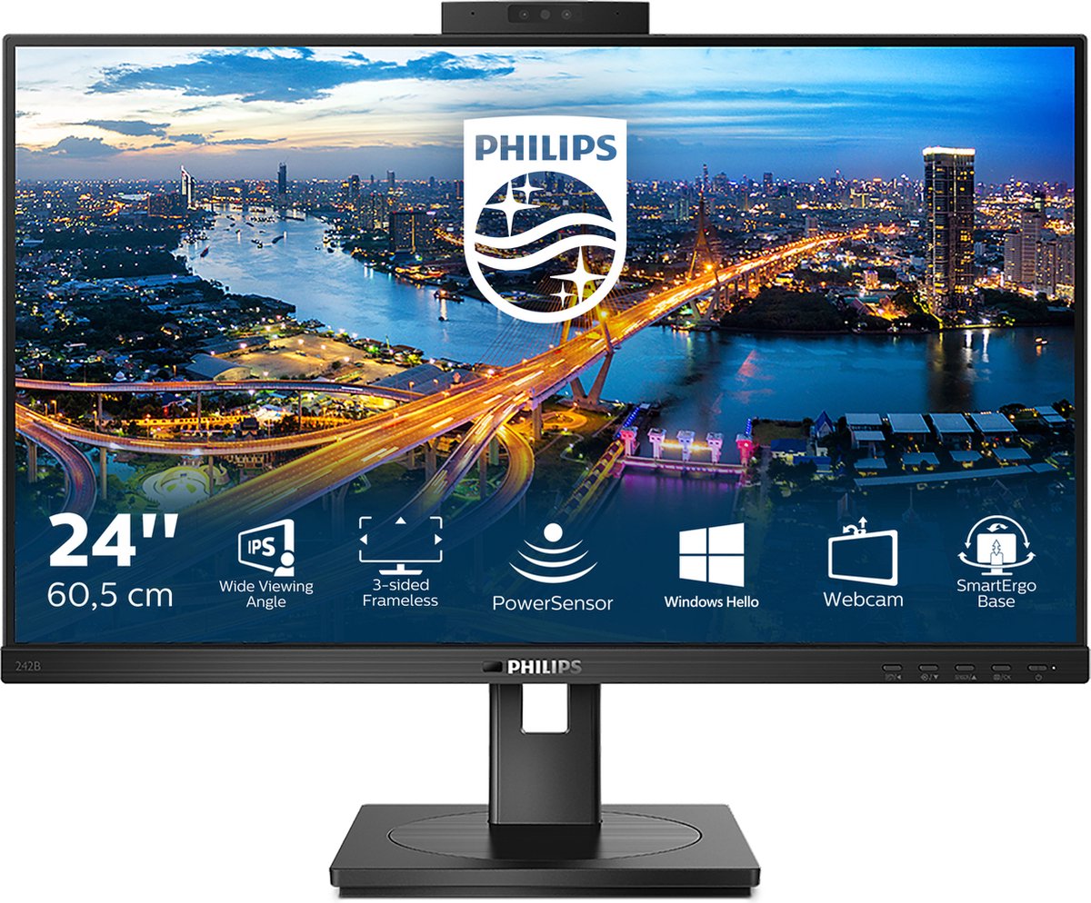 Philips 23,8 Ips Webcam E Microfono Integrati Win Hello 242B1H/00