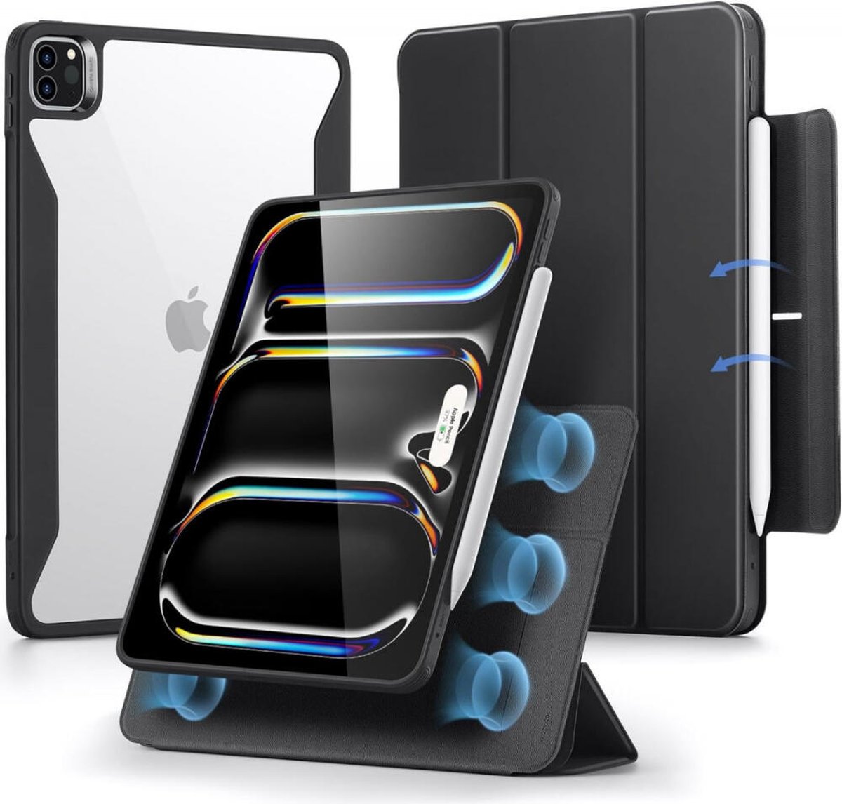 ESR Rebound Hybrid Case 360 Cover per tablet Apple iPad Pro 13 (M4, 2024) 33 cm (13) Custodia a libro Nero, Trasparente