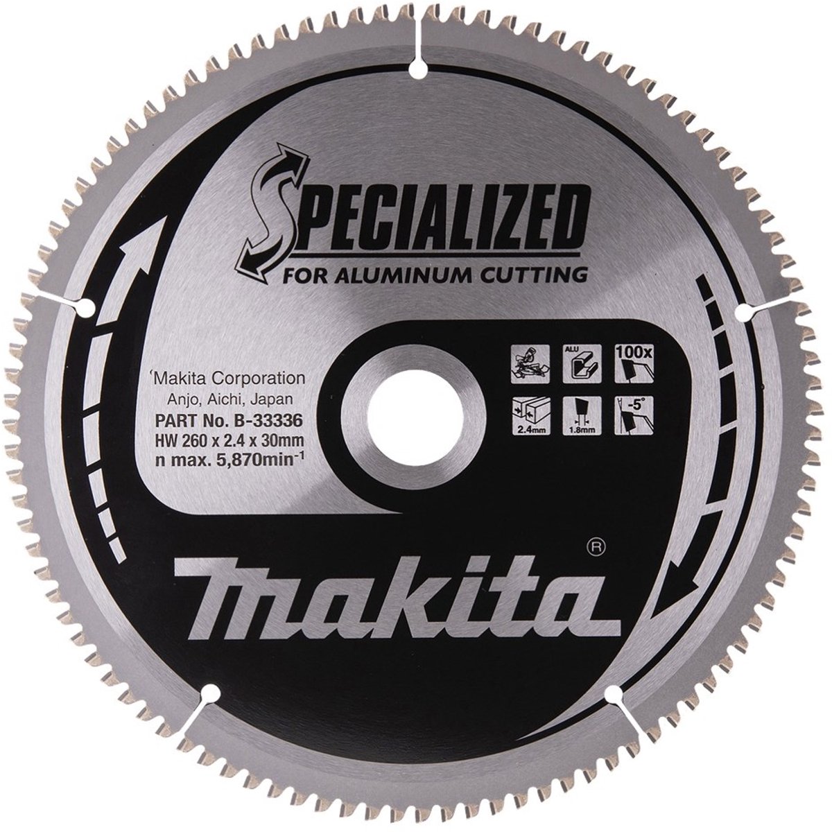Makita B-33336 B-33336 Lama circolare 260 x 30 x 2.4 mm Numero di denti: 100 1 pz.