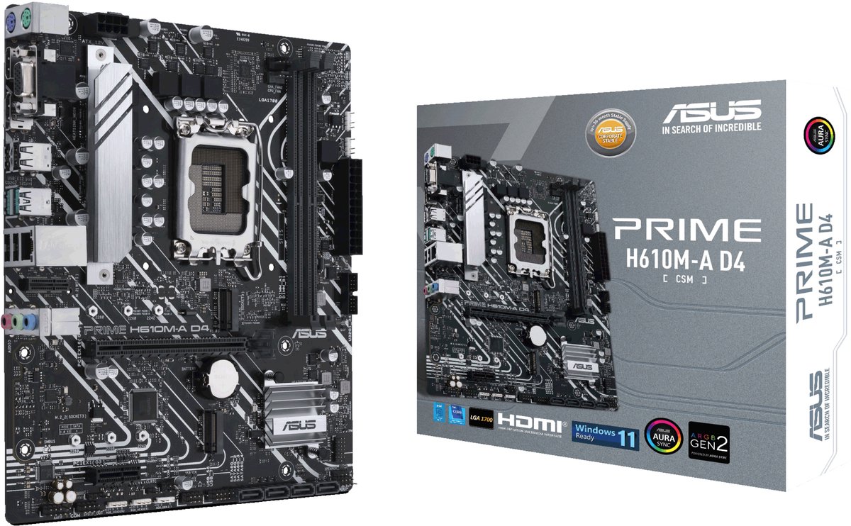 Asus Scheda Madre Prime H610M-A D4-CSM M-Atx 90MB19P0-M0EAYC