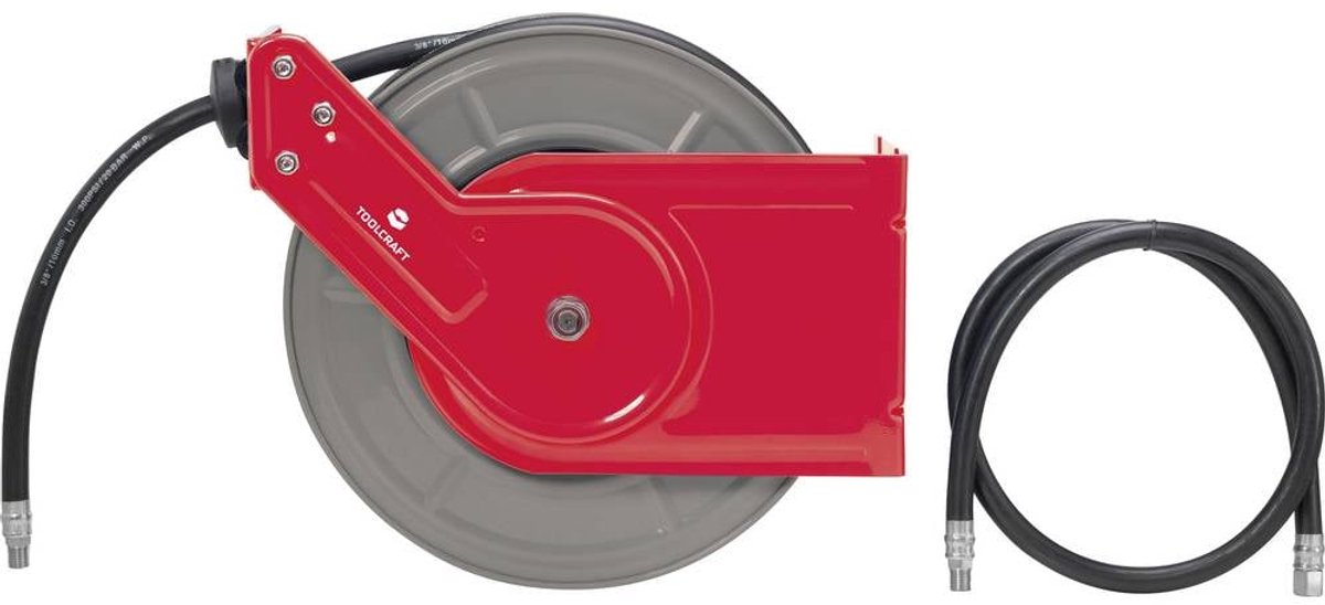 TOOLCRAFT Avvolgi tubo aria compressa 15 m 10 bar Montaggio a soffitto, Montaggio a parete