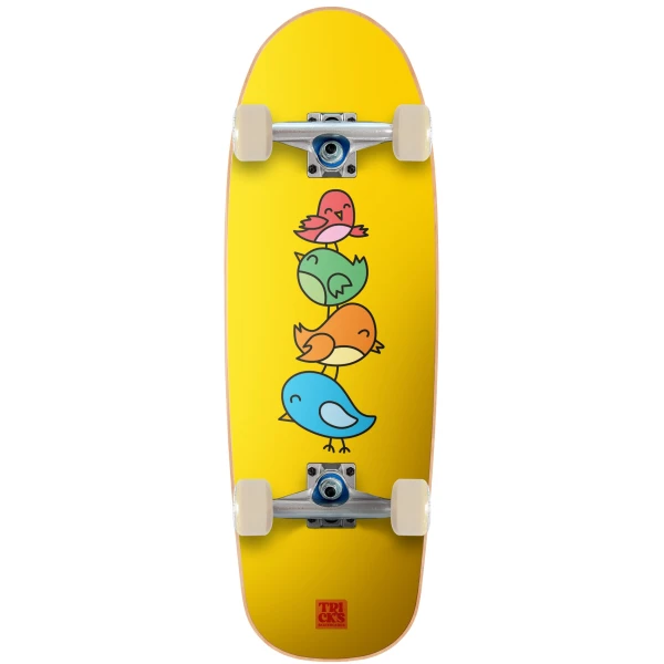 Skate Completo Tricks Birds Soft Top (8.25" - Amarelo)