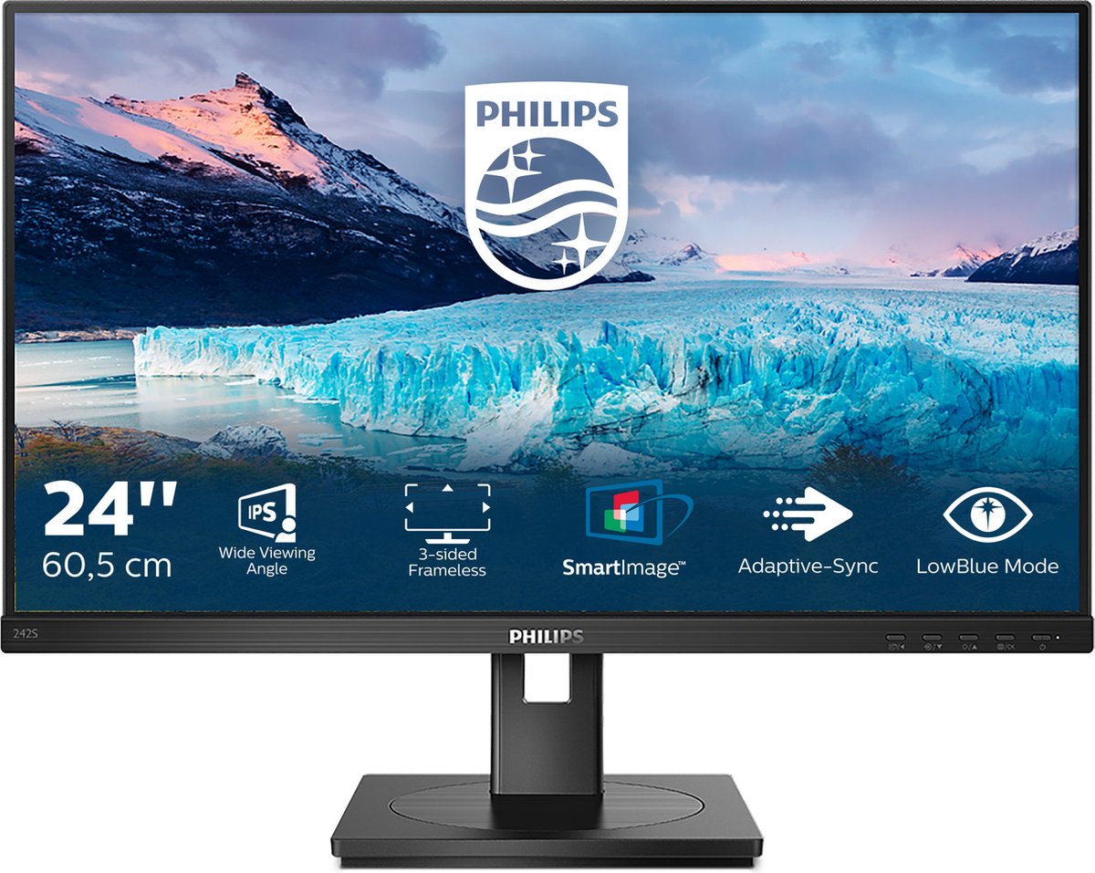 Philips Monitor 23,8 LED Ips 16:9 FHD VGA/DVI/DP/Hdmi Pivot Multimediale 242s1ae