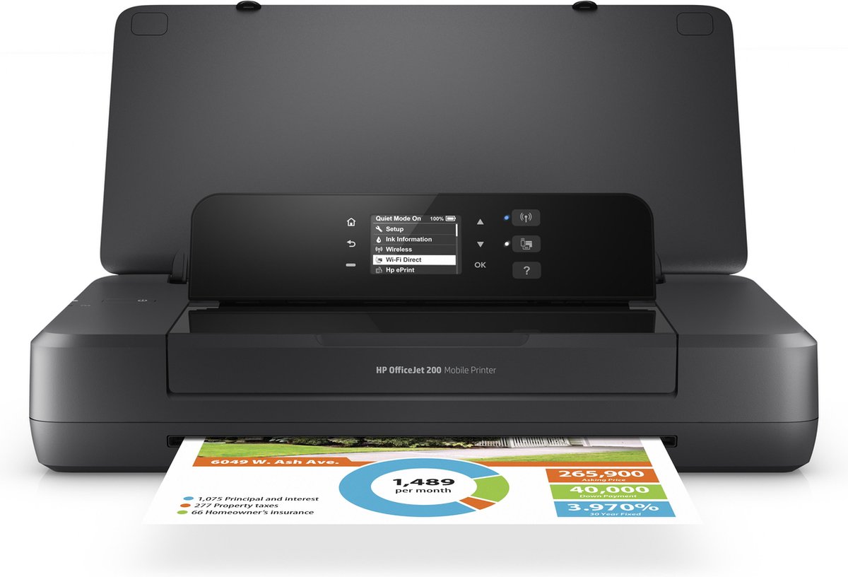 Hp Stampante Ink A4 Colore, Officejet Mobile 200, 20ppm 1200dpi, USB/Wifi Cz993a