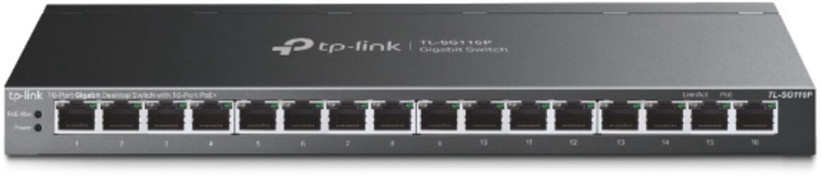 Tp-Link 16-PORT Gigabit Desktop Switch With 16-PORT Poe+ TL-SG116P