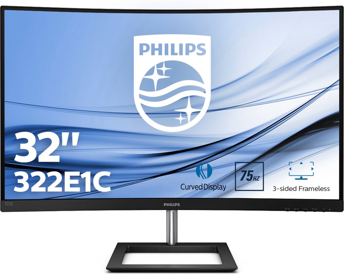 Philips Monitor 31,5 LED Va 16:9 FHD 4MS 250 Cdm, VGA/DP/Hdmi 322e1c