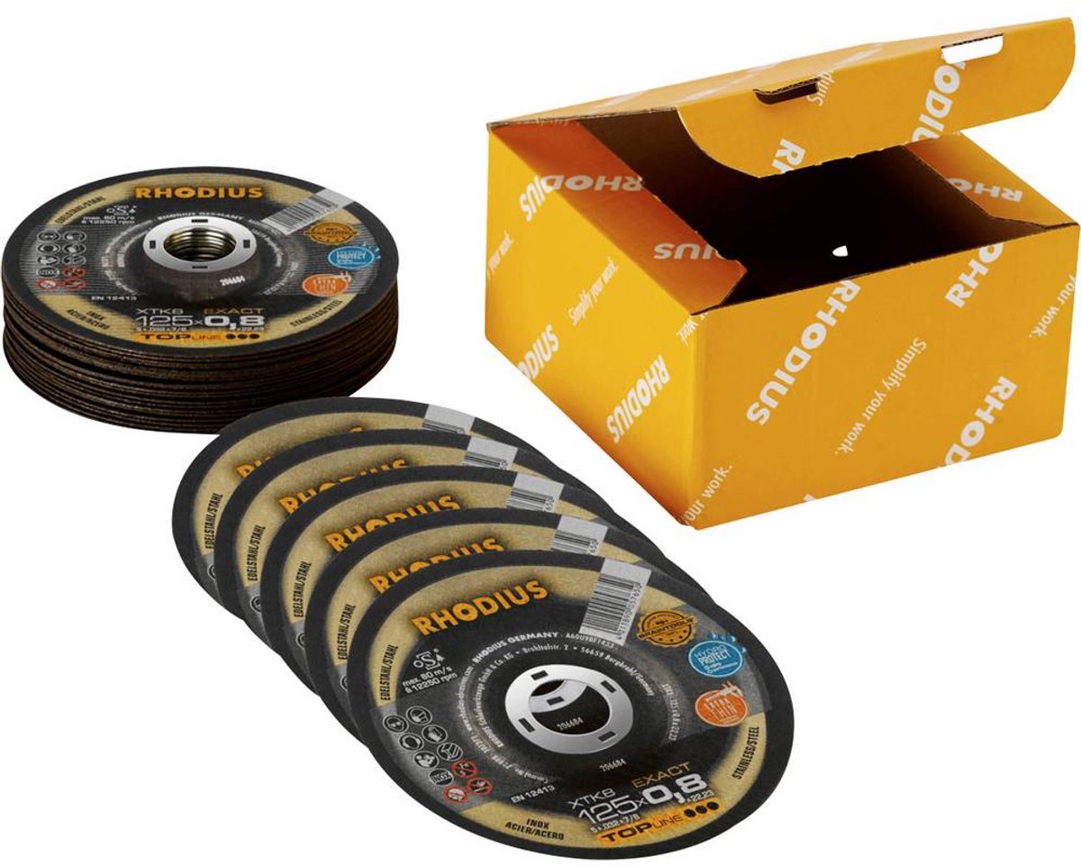 Rhodius 211077 Kit dischi da taglio 125 mm 25 pz. Acciaio inox, Acciaio
