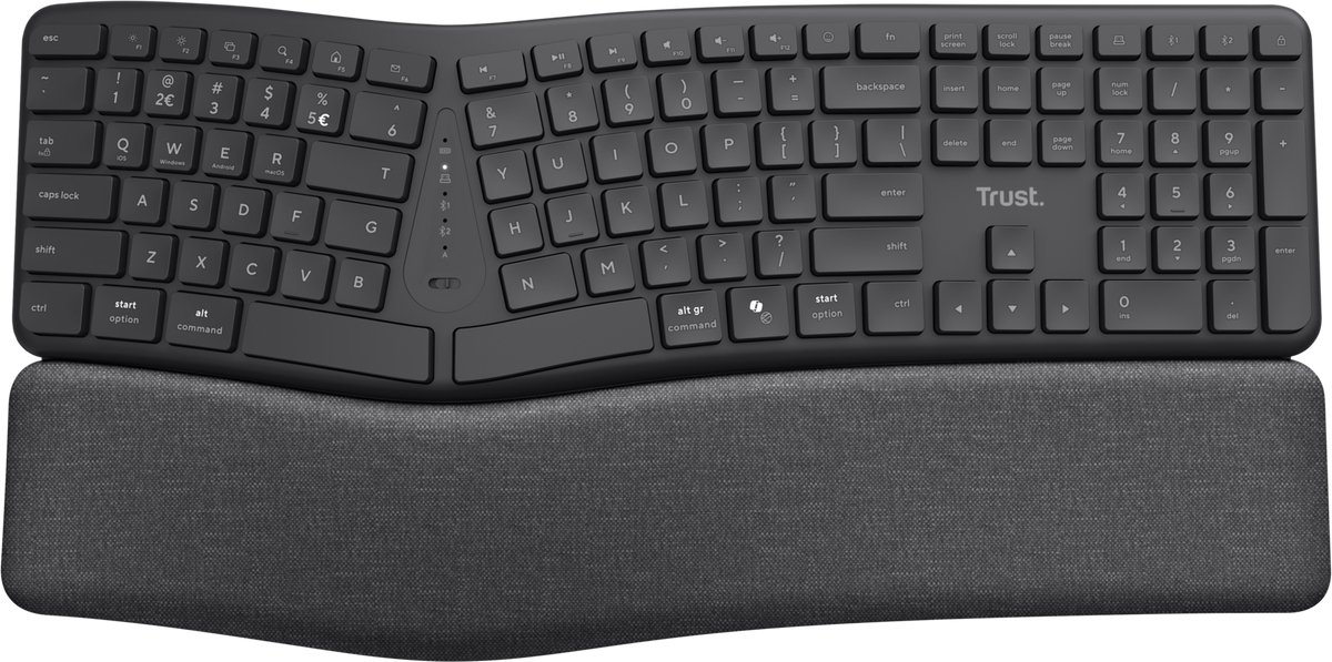 Trust Keyra Ergo Multi Wrls Keyboard Us 25459