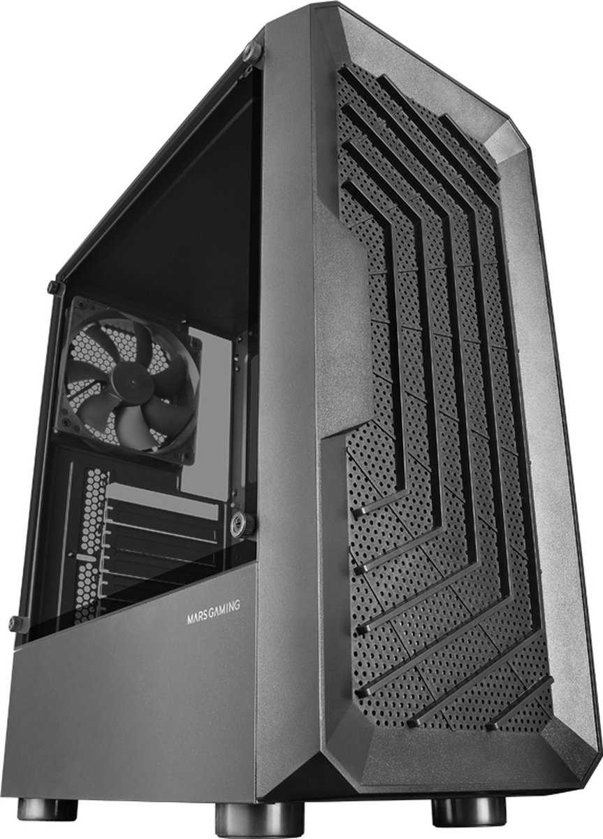 CAJA ATX SEMITORRE MARS GAMING MC-2000 BLACK FRONTAL MESH VENTANA LATERAL CAMARA DUAL SIN FUENTE DE ALIMENTACION