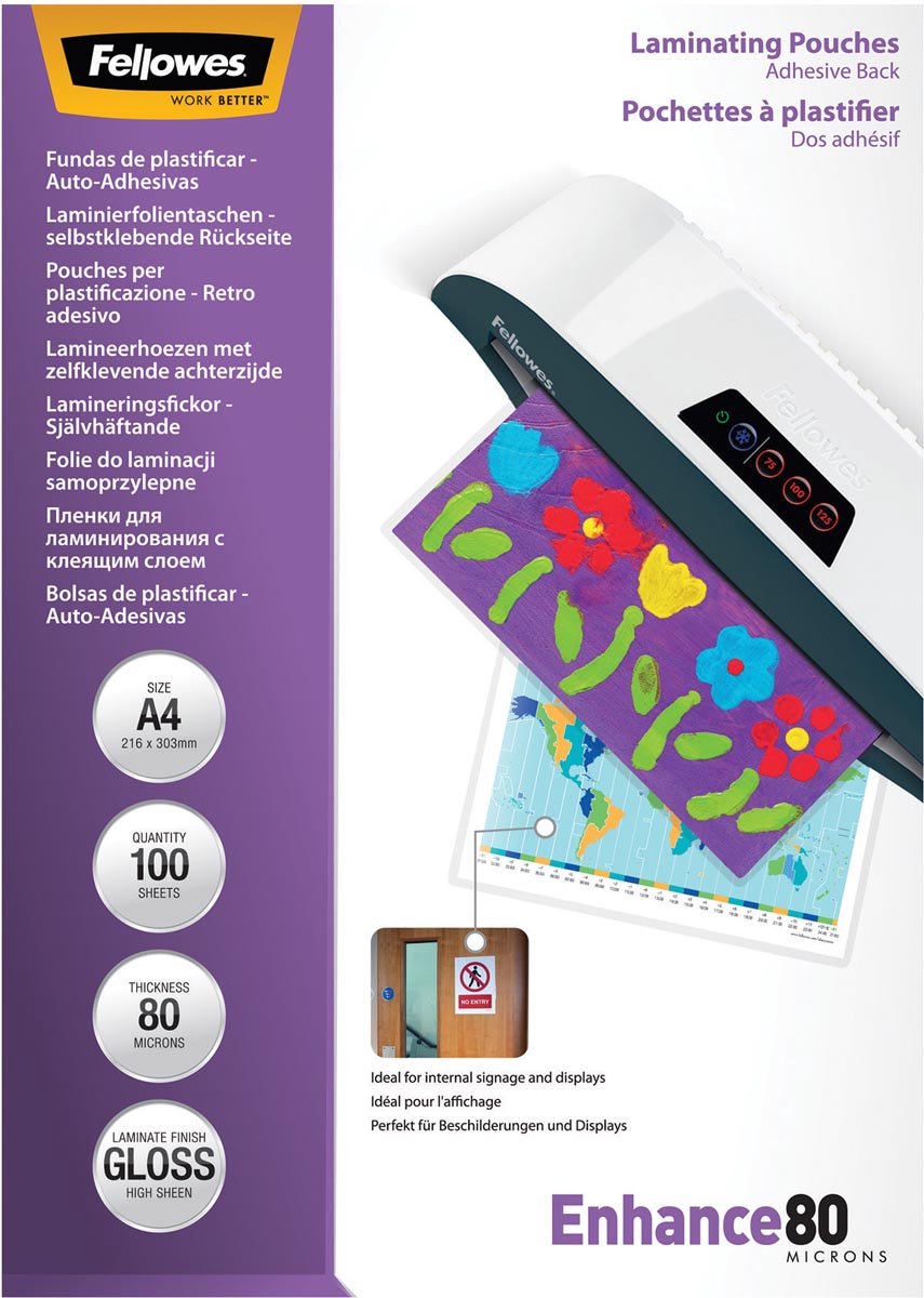 Fellowes Pouches ENHANCE80 A4 75MY Retro Adesivo PZ.100 5302202