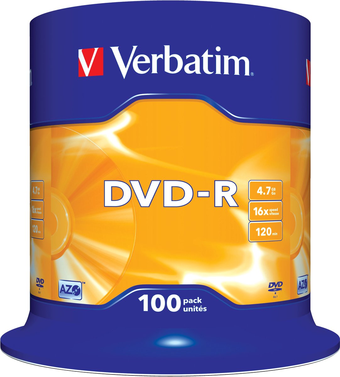 Verbatim Campana Da 100 Dvd-R 4.7GB 16X Serigrafati. 43549
