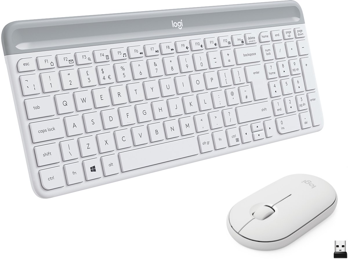 Logitech Slim Wireless Keyboard And Mouse Combo MK470 - Offwhite Ita Mediter 920-009197