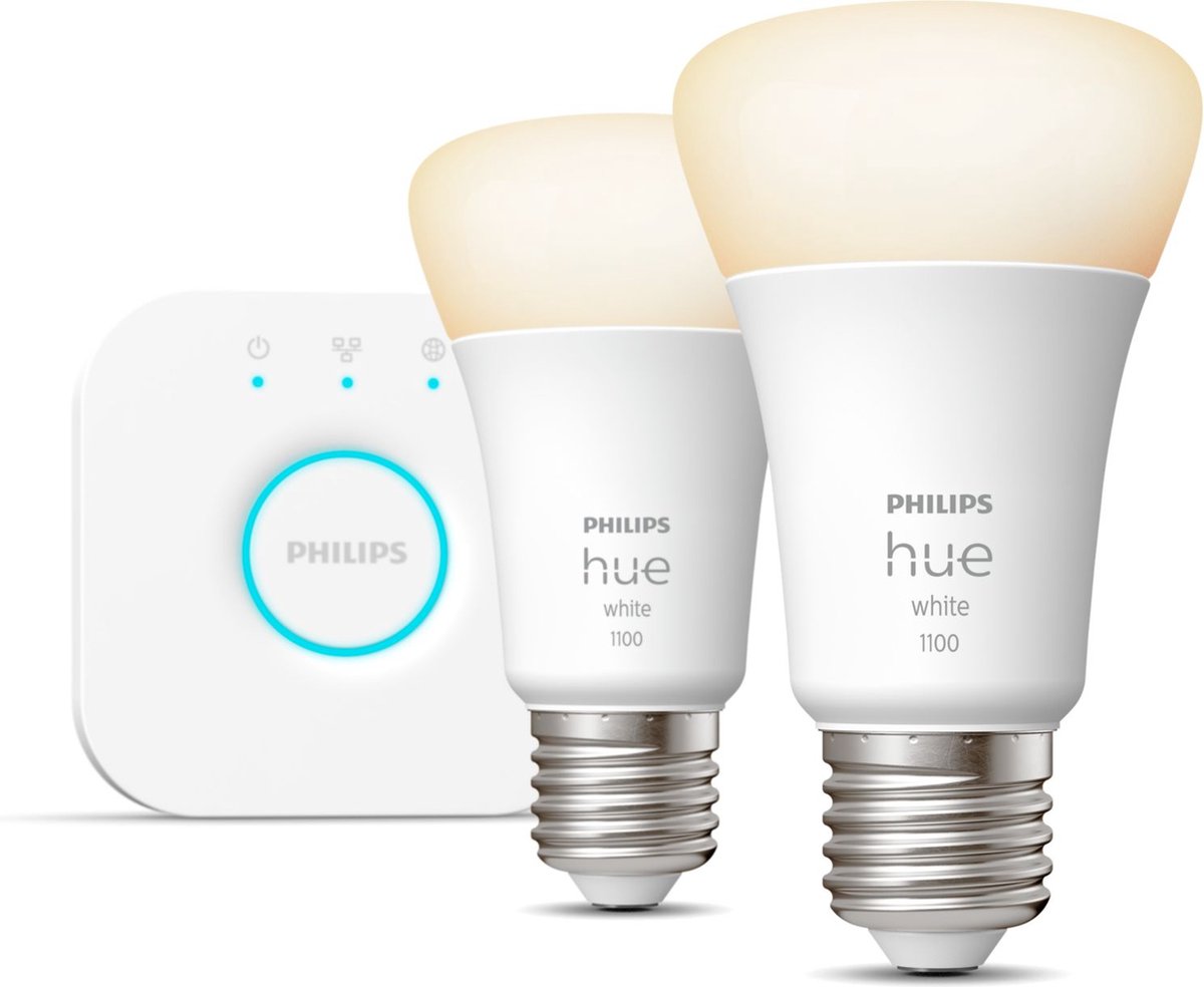 Philips Hue White Starter Kit Bridge + 2 Lampadine E27 75W 929002469201