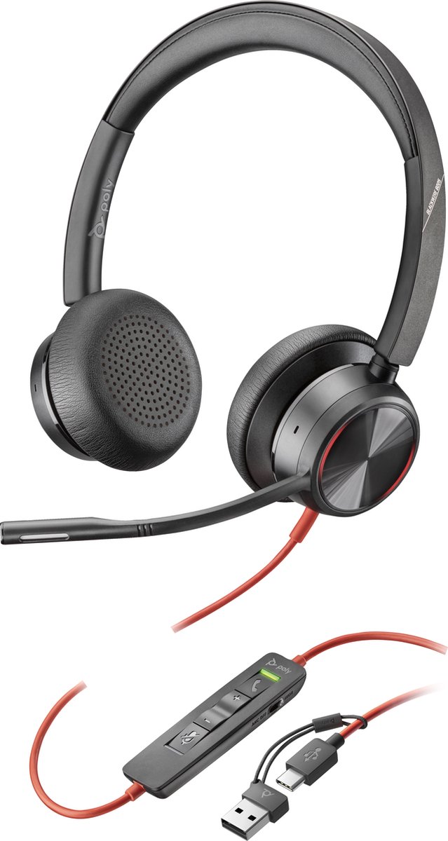 Poly Hp Blackwire 8225 Stereo Usb-C Headset +USB-C/A Adapter 8X223AA