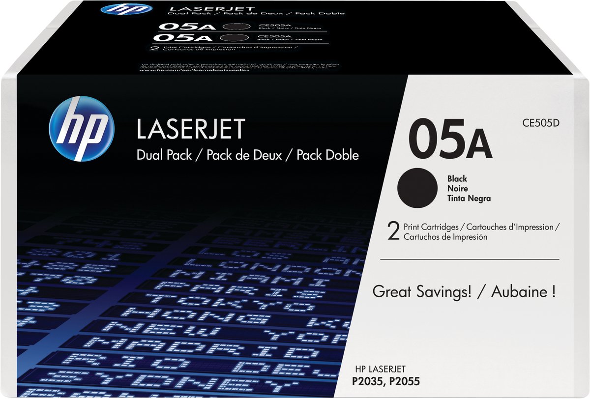Hp 05A Black 2-PACK Laserjet Toner Cartridge (CE505D) CE505D