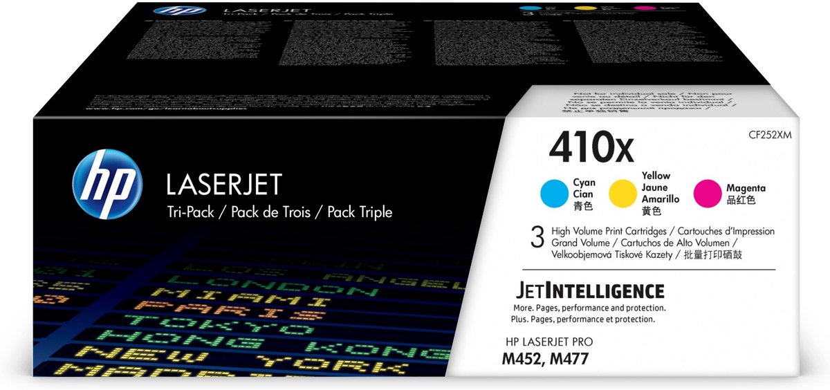 Hp 410X 3-pack High Yield Cyan/Magenta/Yellow Original Laserjet Toner Cartridges (CF252XM) CF252XM