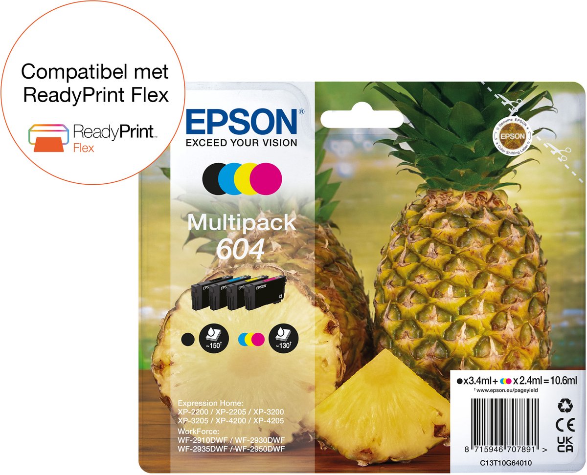 Epson Cartucce Ink Ananas Singlepack Black 604 C13T10G64020