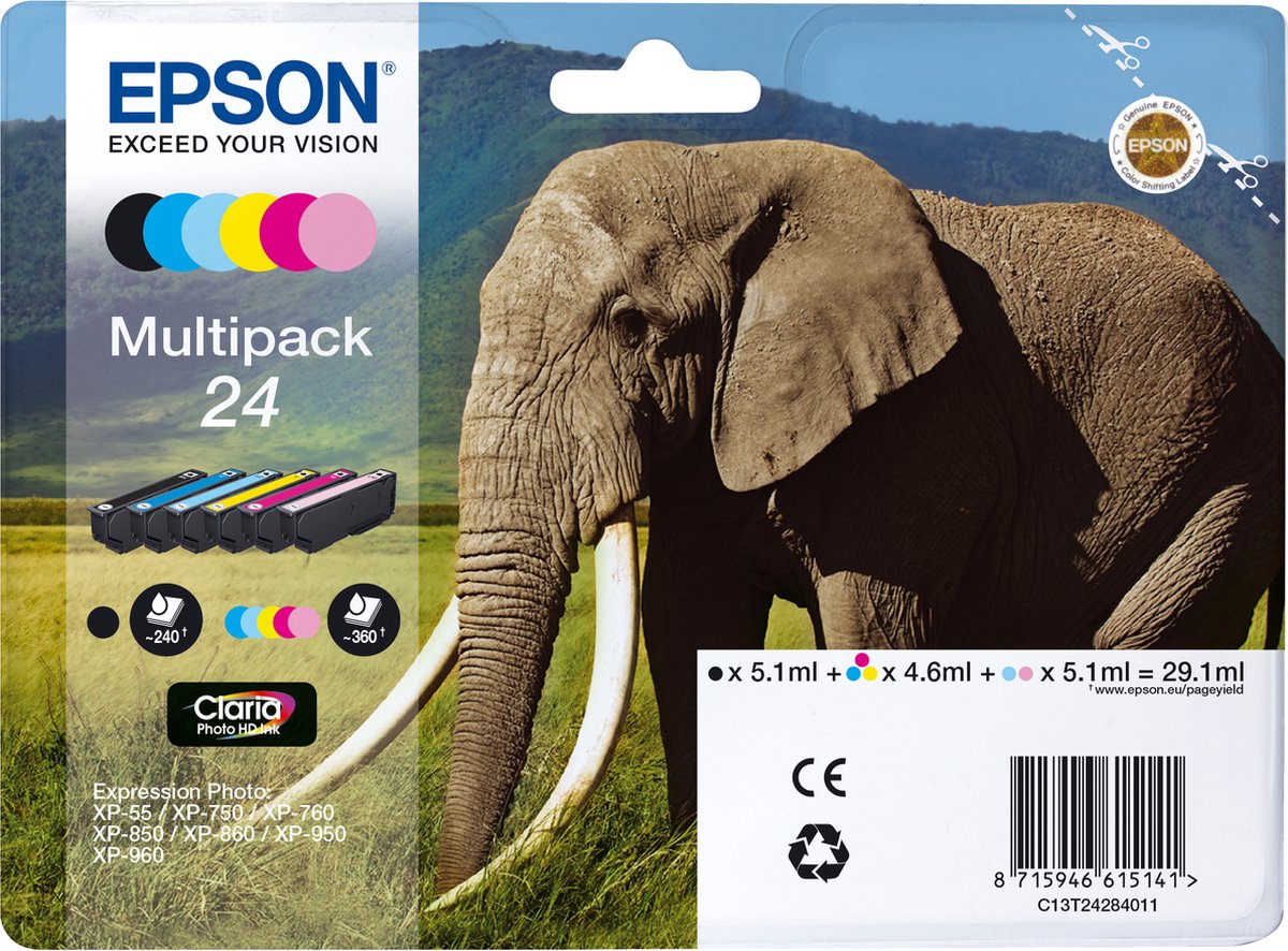 Epson Multipack 6-COLOURS 24 Claria Photo HD Ink C13T24284011