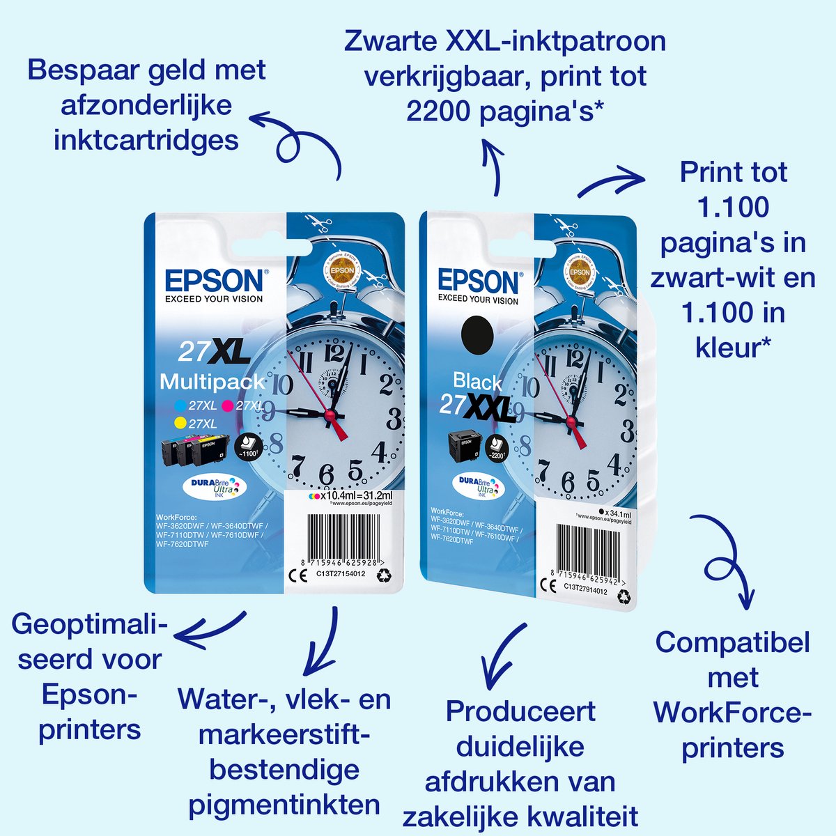 Epson Multipack 3-COLOUR 27 Durabrite Ultra Ink C13T27054022