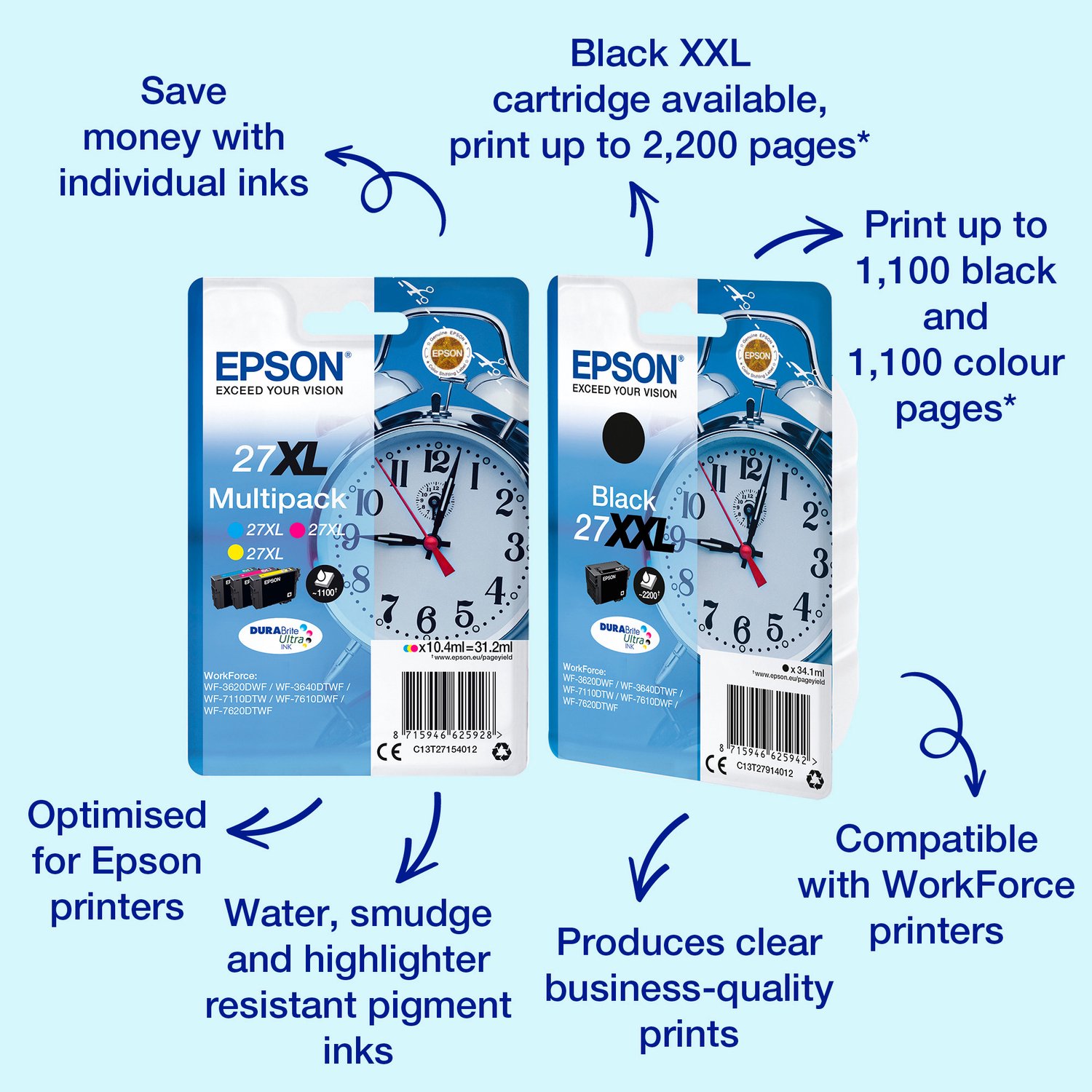 Epson Singlepack Black 27XXL Durabrite Ultra Ink C13T27914022