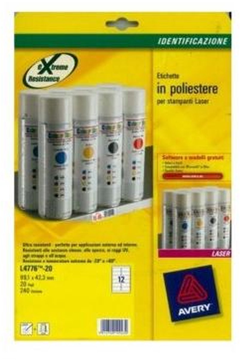 Avery Confezione 12 Fogli 20 Etichette Per Foglio 240 Conf. L4776-20