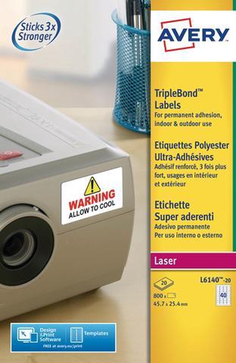 Avery Etichette Bianche Super Aderenti - Stampanti Laser 45,7x25,4 20 Ff L6140-20