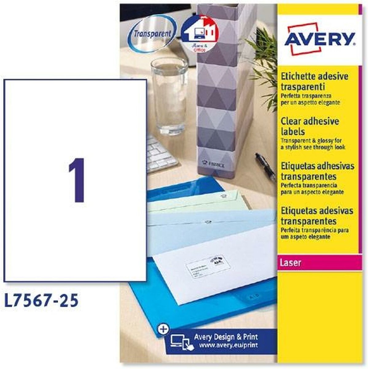 Avery Etichette Per Pacchi 99,1X67,7 - X Foglio N¦ 1 (25FF.) Laser (conf.da 25 Etichette) L7567-25