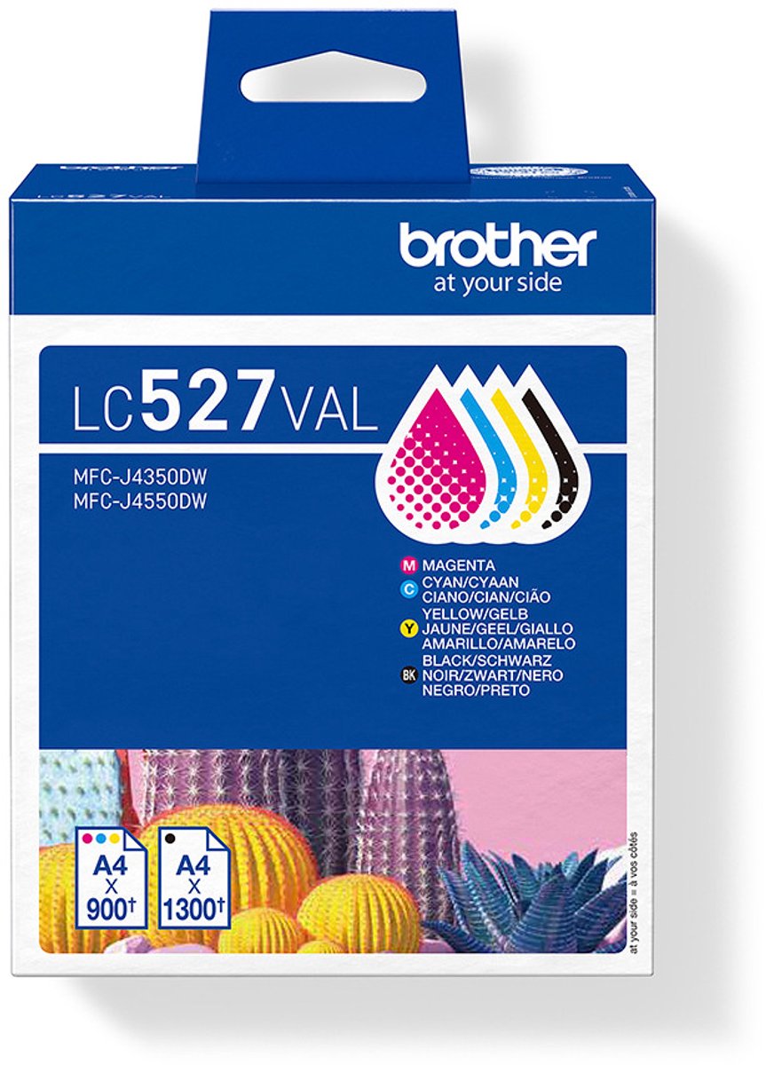Brother Kit 4 Cart 1 X Col MFCJ4350DW Nero Da 1.300 Pag E Una Per Ogni Colore 900 Pagine LC527VAL