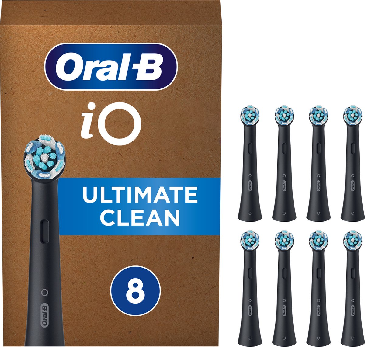 Oral-B iO Ultimate Clean Cabezales de Recambio Originales, Negro, Pack de 8