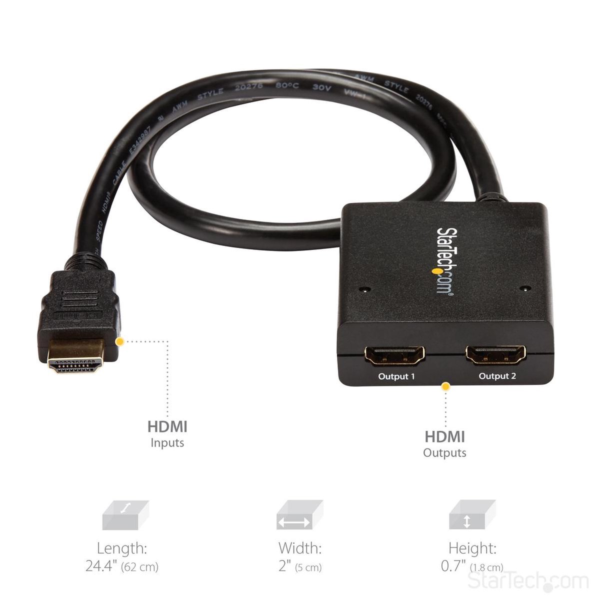 Startech Splitter Video Hdmi 4k 1 A 2 1x2 Alimentato Adattatore O USB ST122HD4KU