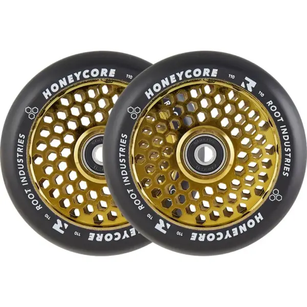 Hjul Til Løbehjul Root Honeycore Sort 110mm 2-Pak (110mm - Guld)