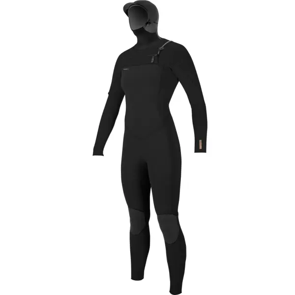 Våddragt O'Neill Hyperfreak Hooded 5mm Chest Zip Dame (12 - Sort)