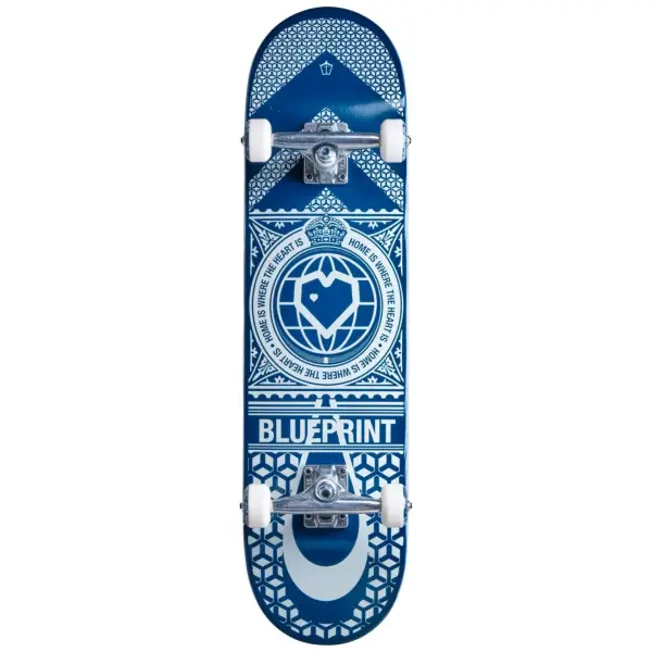 Komplet Skateboard Blueprint Home Heart (8" - Blå/Hvid)