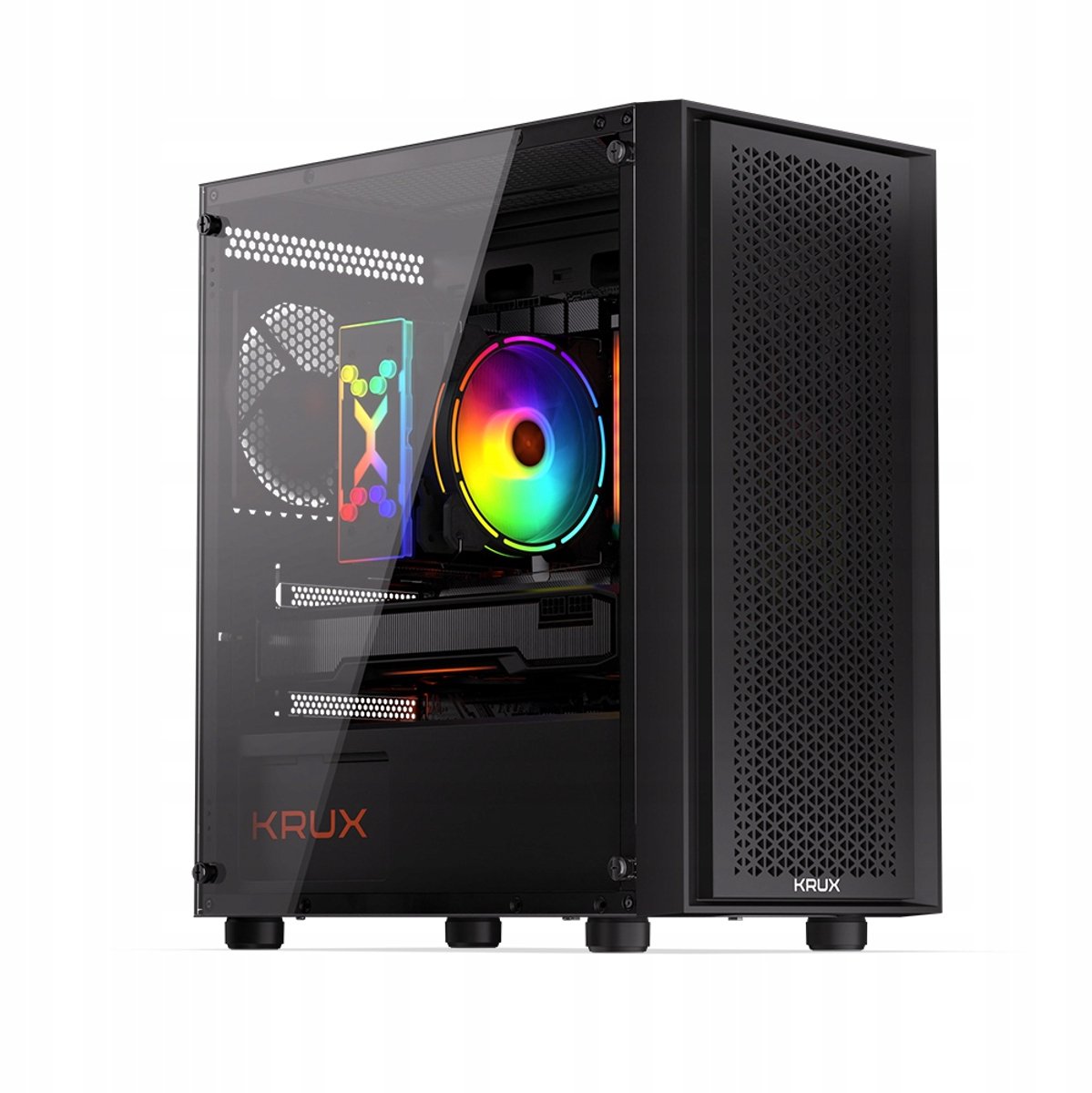 KRUX Scor, microATX, Mini-ITX, tamaño Compacto, un Ventilador de 120 mm Incluido, Panel de Cristal Lateral, E/S Frontal 3 x USB, compatibilidad de radiadores: Superior: 1 × 240 mm, KRXD002