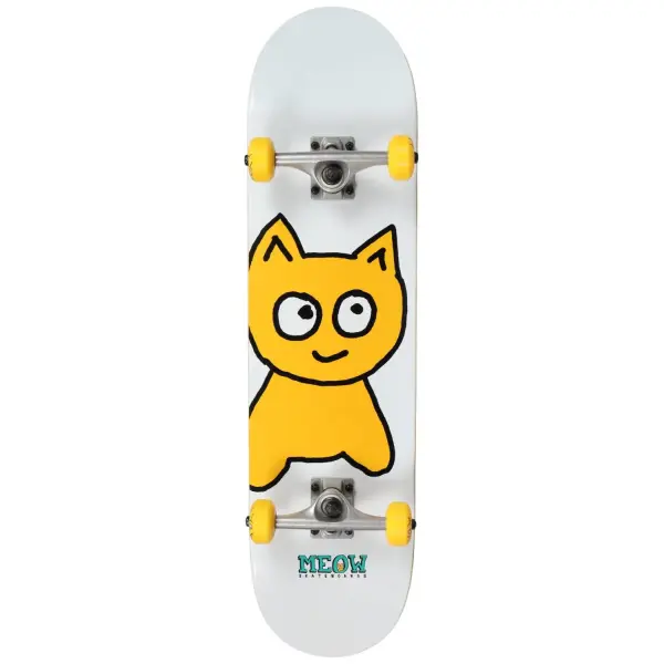 Complete Skateboard Meow Big Cat (8" - White)