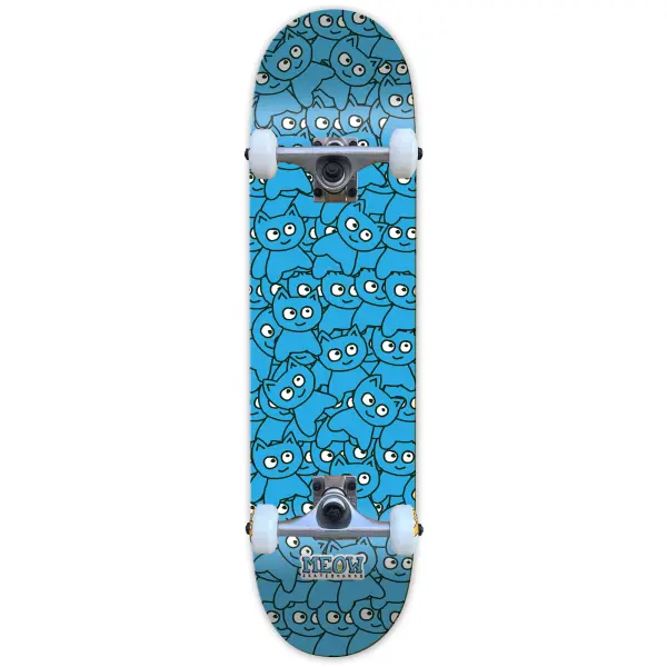 Complete Skateboard Meow Sticker Pile (8.25" - Cyan)