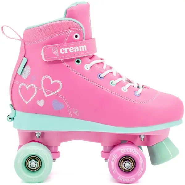 Kids Roller Skates CREAM Scoop Hearts Adjustable (Pink - 2.5-5)