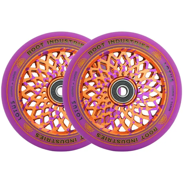 Root Lotus Stunt Scooter Wheels 2-Pack (110mm - Purple/Burnt Orange)