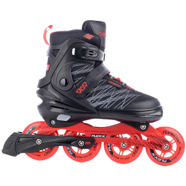 FunActiv Flex-X Adjustable Inline Skates (Black/Red - 6-8)