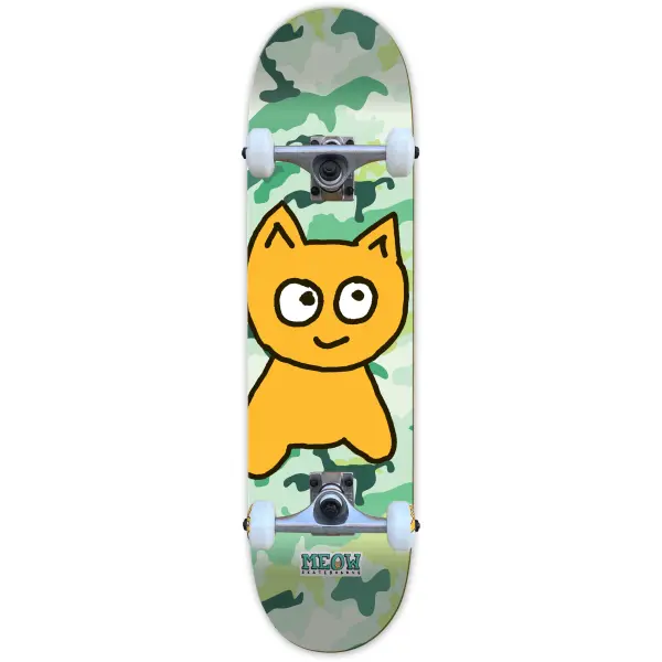 Kids Skateboard Meow Big Cat Soft Top (7.25" - Camo Green)