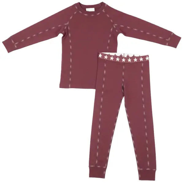 Cold Stars Merino Whool Junior Ski Underwear Set (122 - Dark Coral)