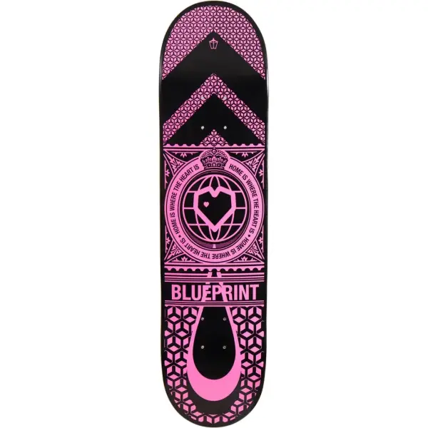Skateboard Deck Blueprint Home Heart (7.875" - Black/Pink)
